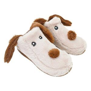 K Collection Womens/Ladies Dog 3D Slippers / Mink